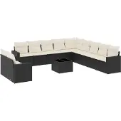 vidaXL Loungegrupp med dynor 12 delar svart konstrotting