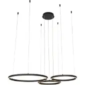 QAZQA Svart pendellampa inkl LED 3-stegs dimbar 3-ljus - Anello