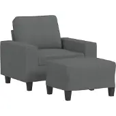 vidaXL Fåtölj med fotpall mörkgrå 60 cm tyg