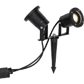 QAZQA Modern trädgårdsspotlight svart inkl. sladd och stickkontakt 150cm 2-ljus IP65 - Basic