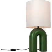 QAZQA Design bordslampa grön med vit linneskärm - Lotti