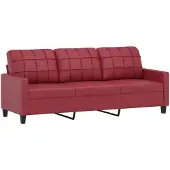 vidaXL 3-sitssoffa vinröd 180 cm konstläder