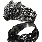 Northern Viking Jewelry Fenrir Wolf ring NVJ-H-SO010-210