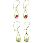 None Örhänge i 14k guld PK2-33 fuchsia zirkonia