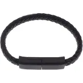 Silver Bar USB-laddnigskabel-armband svart för iPhone 18,5 cm 2281