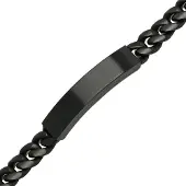 Ace of Spades svart pansararmband med platta Miami Cuban 10 mm SSB-8411PBK-20cm