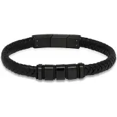 Ace of Spades svart armband läder/stål SSLB-103B
