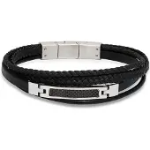 Ace of Spades svart armband läder/stål SSLB-112