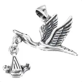 Silver Bar Stork baby berlock 8683