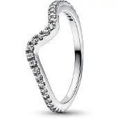 Pandora Timeless Ring Stackable Sparkling Wave Ring Sterling silver ring 192539C01-56