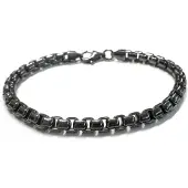 Lykken silver svart rhodinerat venetiansk armband 19,5 cm 5,3 mm