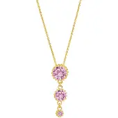 Lempikoru Bud tre stenar guldpläterat pink halsband 51 077 06 500