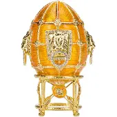 Danila-Souvenirs Faberge stil ägg Smyckeskrin med lejon 11 cm gul