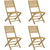 vidaXL 4-pack Fällbara Trädgårdsstolar, Stolar med Ryggstöd, Utomhusmöbler för Terrass, Modern, Massivt Trä 365740