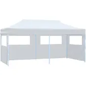 vidaXL Pop-Up hopfällbart partytält med sidoväggar 3x6 m stål vit