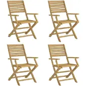 vidaXL Set med 4 Hopfällbara Trädgårdsstolar, Stolar med Ryggstöd, Utomhusmöbler för Terrass, Modern, Massivt Trä 365738