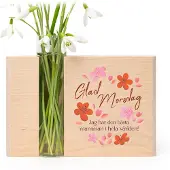 Smartphoto Glasvas i träblock - Blommor - Kort citat