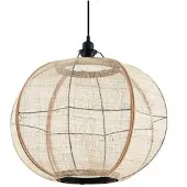 LINDBY Hänglampa Aurinil , dimbar, Ljust trä, Vardagsrum / matsal, Textil / tyger / siden, Lantlig / rustik, Pendellampa