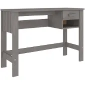vidaXL Skrivbord HAMAR ljusgrå 110x40x75 cm massiv furu