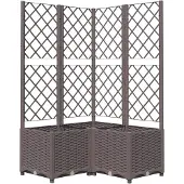 vidaXL Odlingslåda med spaljé brun 80x80x136 cm PP
