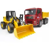 BRUDER MAN TGA construction truck and FR 130 articulated road loader toy