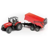 BRUDER Massey Ferguson 7480 tractor with tipping trailer toy