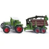 Siku traktor med skogstrailer