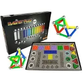 Leantoys Zestaw Magnastix Klocki Magnetyczne 560 + Tablica