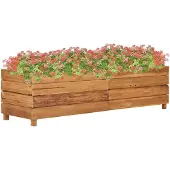 vidaXL upphöjd säng 150x40x38 cm massiv teak trä och stål 47423