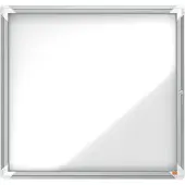Nobo - Innesluten anslagstavla - väggmonterbar - 6 x A4 - metall - magnetisk - utomhus - vit