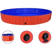 vidaXL Hopfällbar hundpool röd 300x40 cm PVC