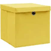 vidaXL Förvaringslådor med lock 10 st 28x28x28 cm gul