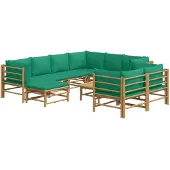 vidaXL Loungegrupp 10 delar gröna dynor bambu