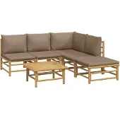 vidaXL Loungegrupp 6 delar taupe dynor bambu