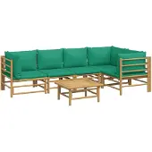 vidaXL Loungegrupp 6 delar gröna dynor bambu