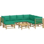 vidaXL Loungegrupp 8 delar gröna dynor bambu