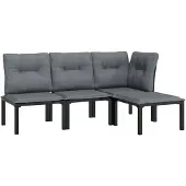 vidaXL Loungegrupp 4 delar svart och grå konstrotting