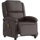 vidaXL Elektrisk massagefåtölj mörkbrun äkta läder