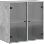 vidaXL Sidoskåp med glasdörrar betonggrå 68x37x68,5 cm