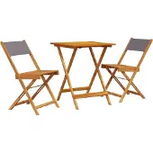 vidaXL Caféset 3 delar antracit tyg och massivt trä