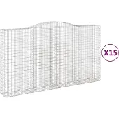 vidaXL Gabioner bågformade 15 st 400x50x220/240 cm galvaniserat järn