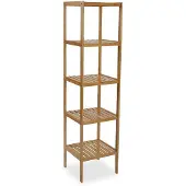Jamon Badrumsskåp med hyllor Louis - 140 x 33 x 34 cm - Hyllor för organisation 5 hyllor i Bambu - Brun - Versa brun