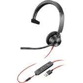 HP Poly Blackwire 3315 - Blackwire 3300 series - headset - på örat - kabelansluten - 3,5 mm kontakt, USB-A - svart