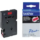 Brother TC-491 | svart text - röd märkband | 9mm x 7.7m (original)