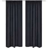 vidaXL 2-pack svarta gardiner med hyskupphängning 135 x 245 cm