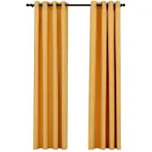 vidaXL Mörkläggningsgardin med öljetter linnelook 2 st gul 140x225cm