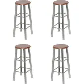 vidaXL Barstolar 4 st silver och brun MDF