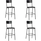 vidaXL Barstolar 4 st svart massiv plywood stål