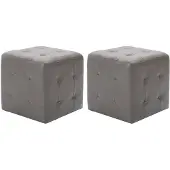 vidaXL 2 st Sängbord Grå 30x30x30 cm Syntetläder 249013