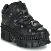 New rock Svart läder Ankel Goth Boots-WALL106-S13